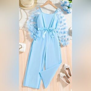 Brand new beautiful flower 🌸 appliqué work sleeved jump suit